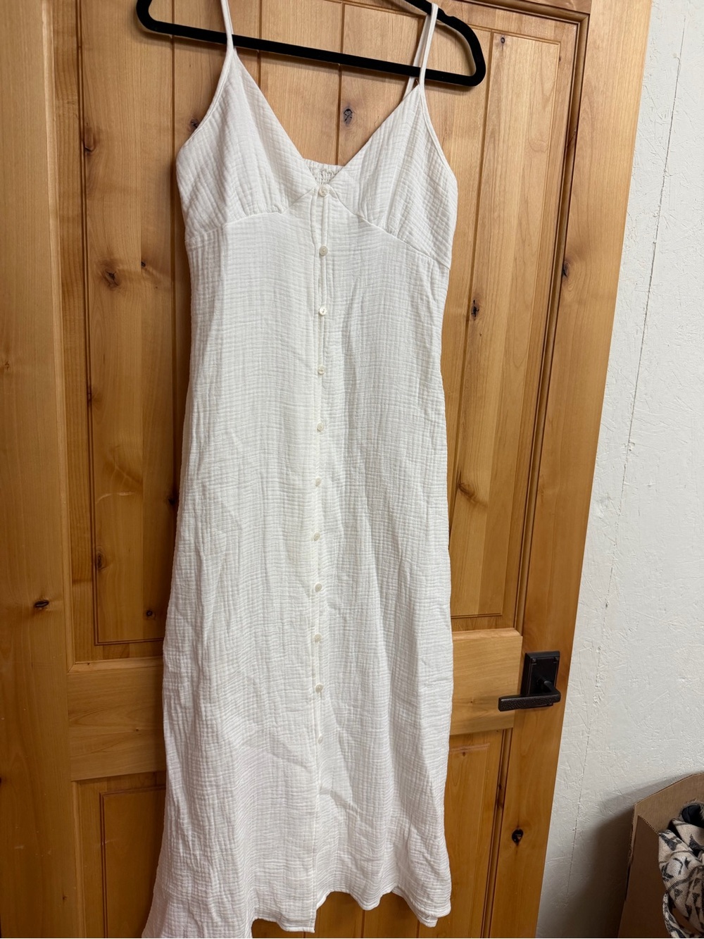 White Button-Front Cotton Slip Dress